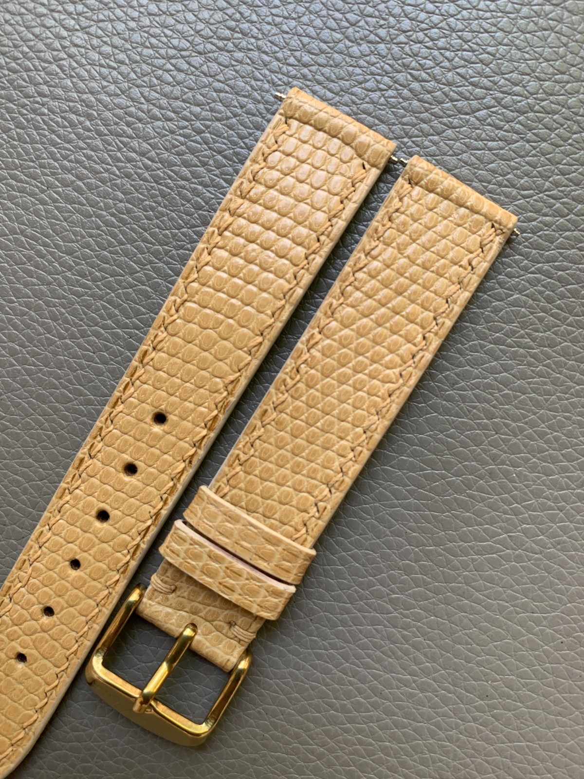 Beige Genuine Lizard Leather watch strap band Custom 10 16 17 18 19 20 21 2226mm