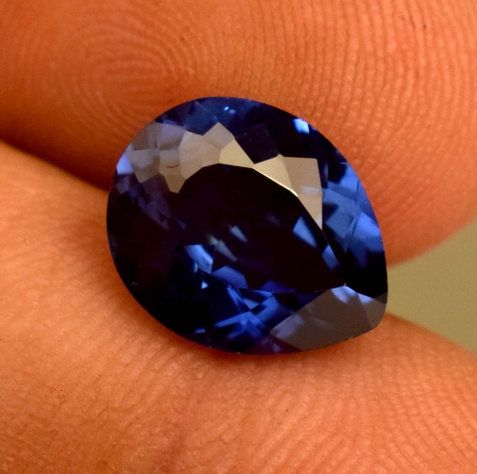 Lab Grown Blue Color Sapphire 7.15 Ct Certified Loose Gemstone For Ring Use