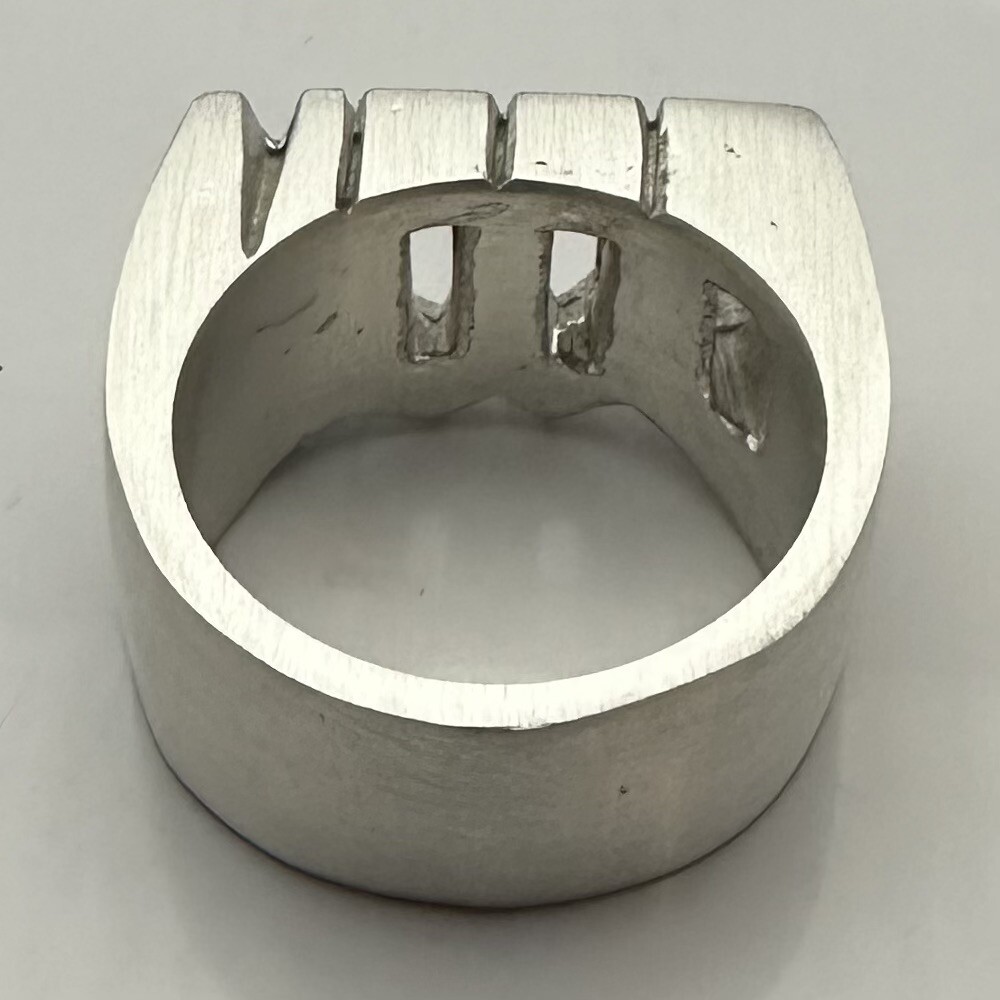 MJG STERLING SILVER DOOM RING. 23 GRAMS. BIKER. GUITAR PLAYER