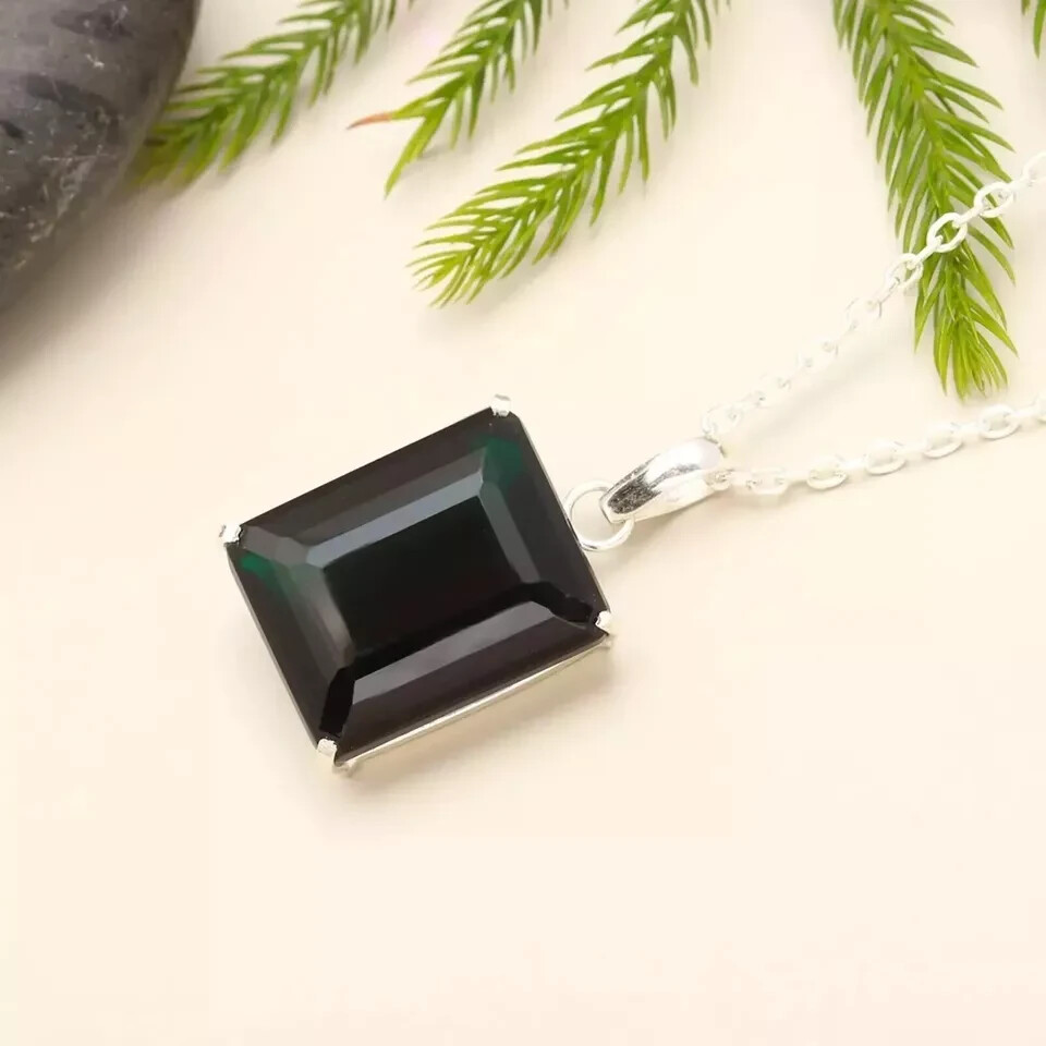 98 Ct Topaz Pendant Green Color Natural Brazilian Emerald Cut Loose Gemstone