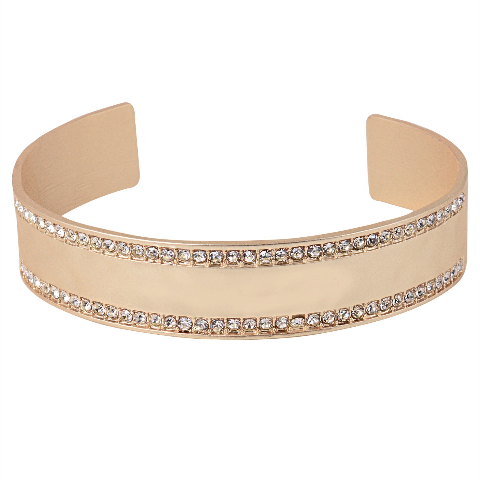 Jewelry Fiesta Women Designer Bracelet Two Line Diamond Textured Cuff Bangles