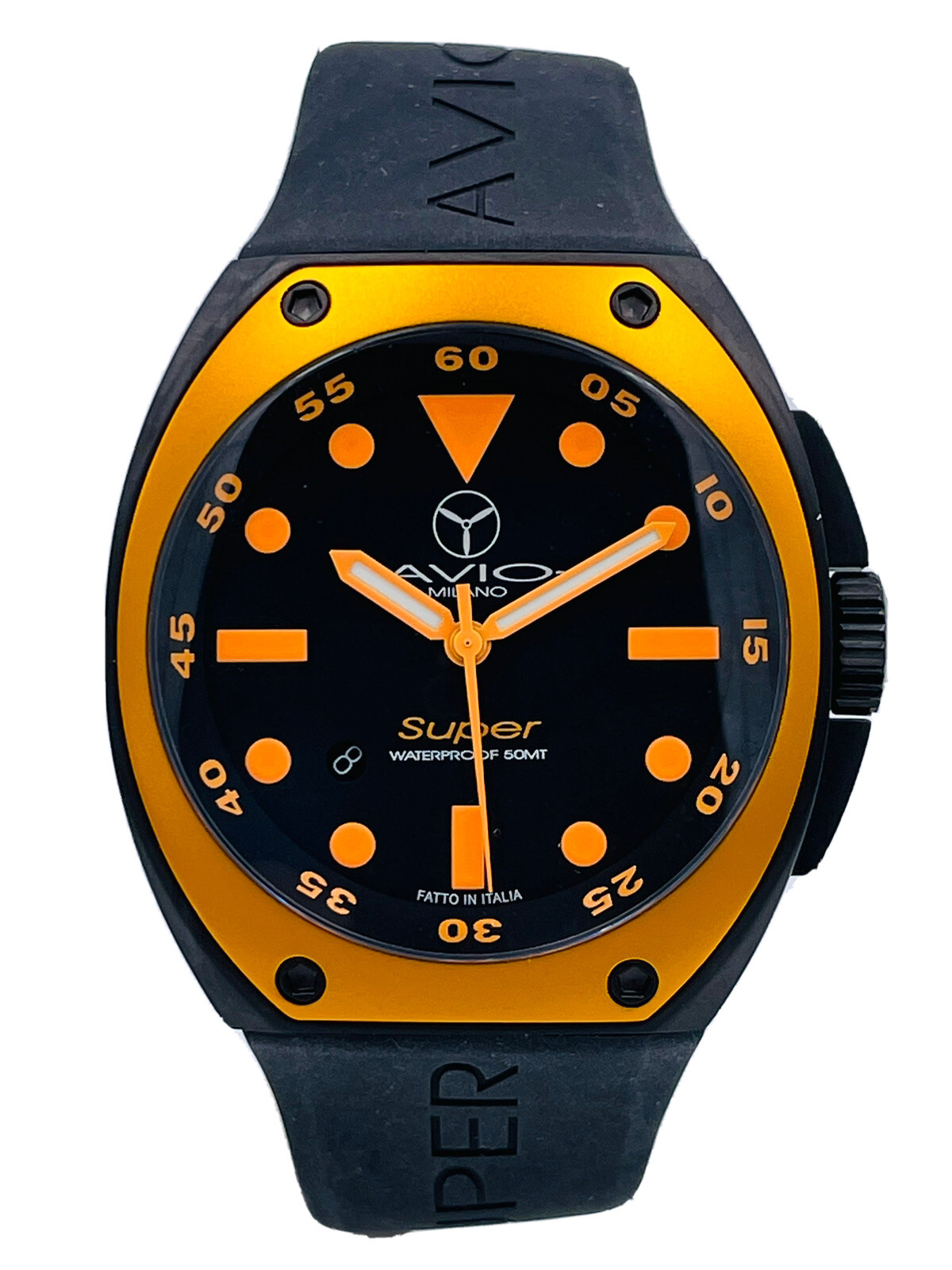 Avio Milano Steel Watch Made in Italy 6495KO/378 44mm Very Discounted New