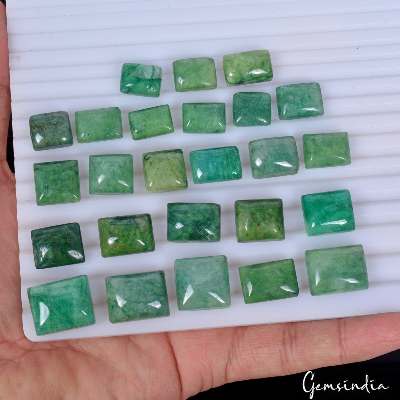 HUGE 370 Ct Natural Green Brazilian Emerald Rectangular Cabochon Loose Gemstone