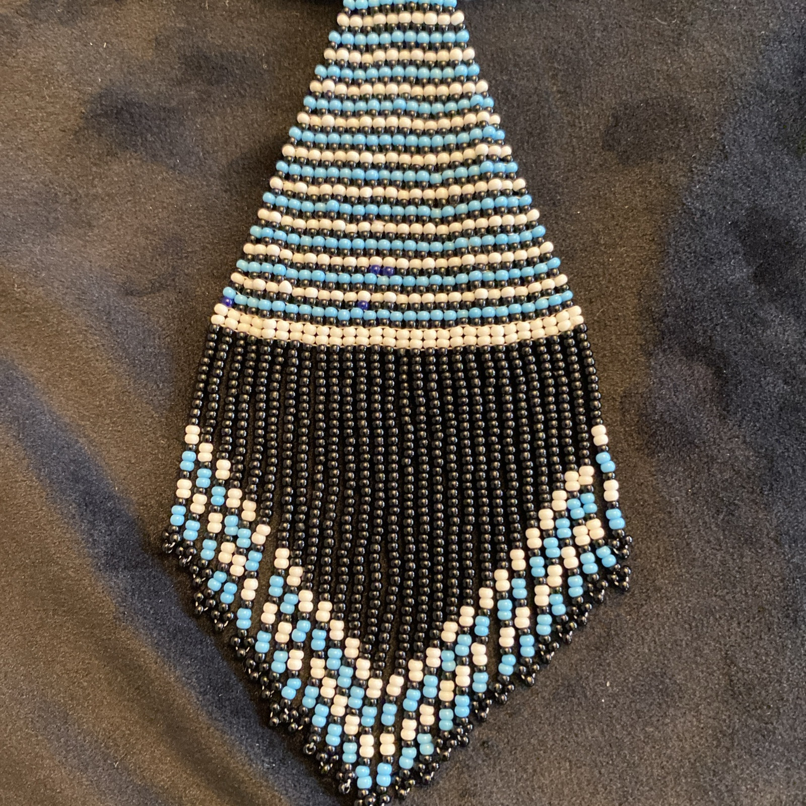 Maasai Tribal Ethnic African Style Beaded Ceremony Necklace Choker Blue Black