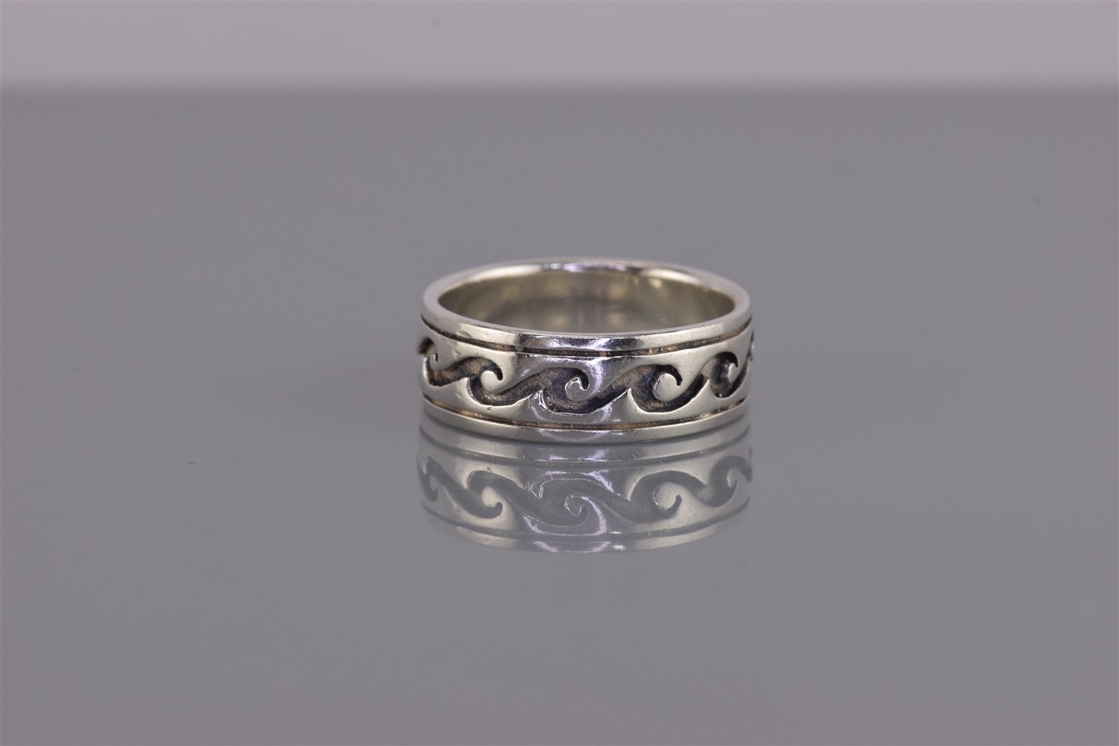 Peter Stone Sterling Silver 6mm Carved Rolling Water Wave Band Ring 925 Sz: 6