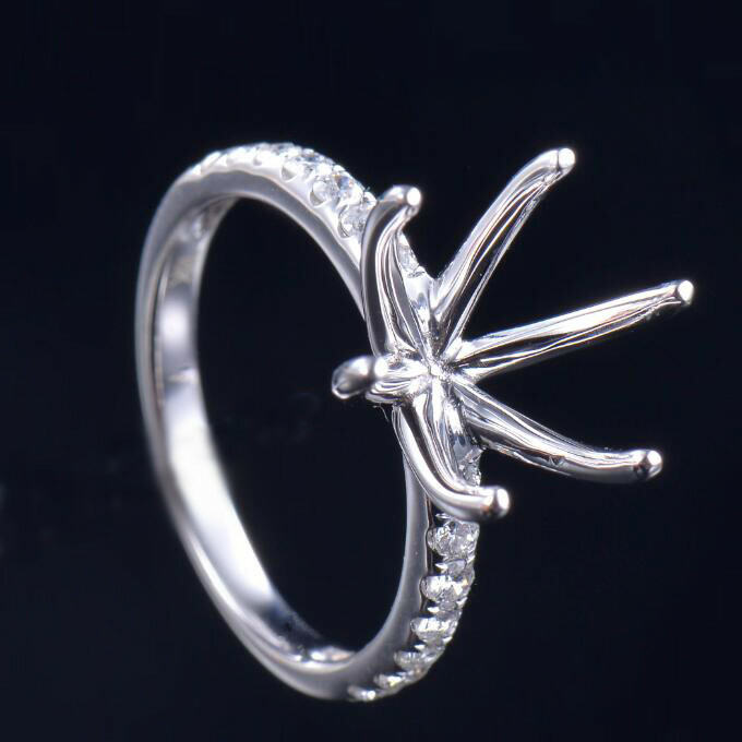 Round 11MM Natural Diamond Women Prongs Ring Engagement Semi Mount Platinum 950