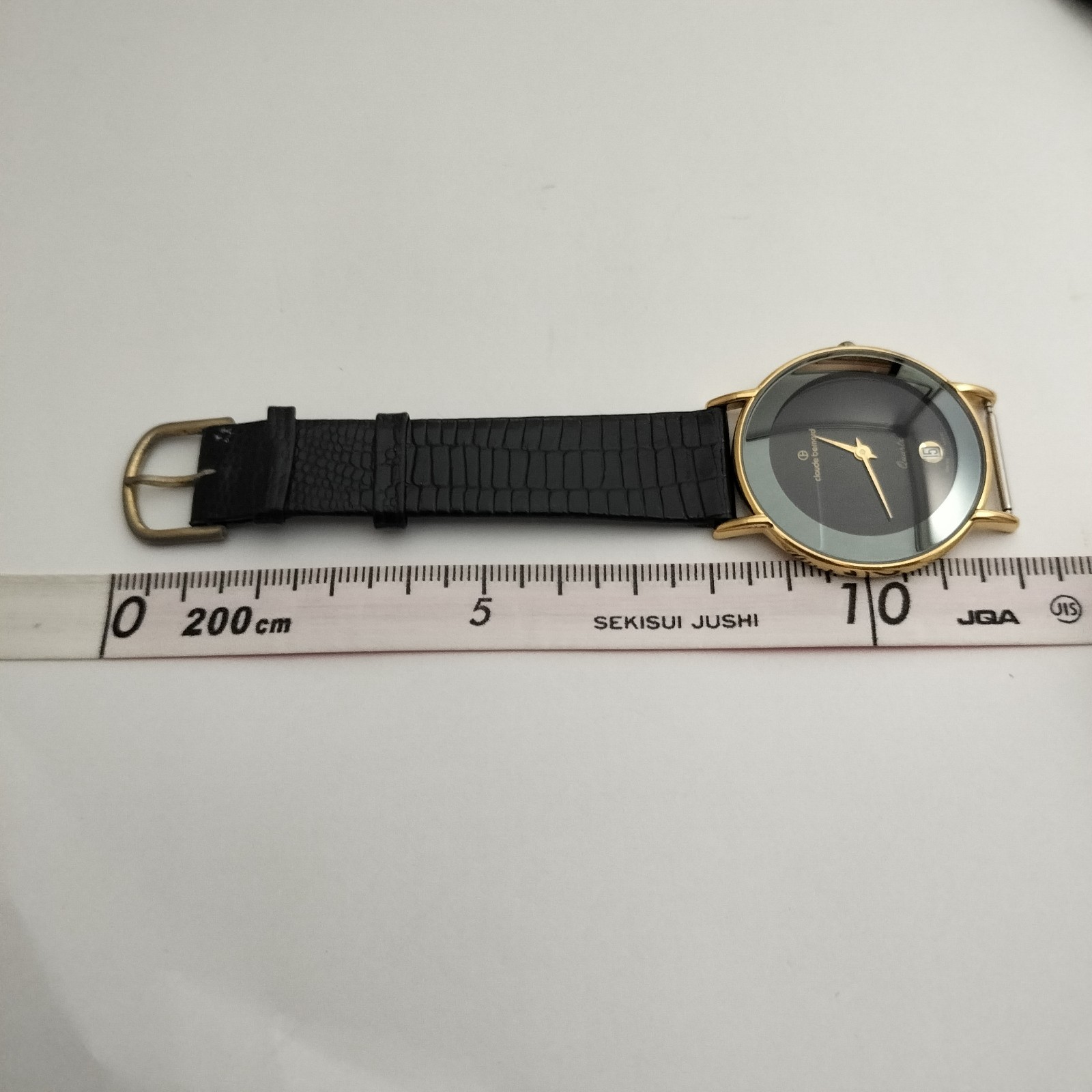 Claude Bernard Swiss Made Watch ETA 955.414 Date Black Gold Luxury Extra Strap