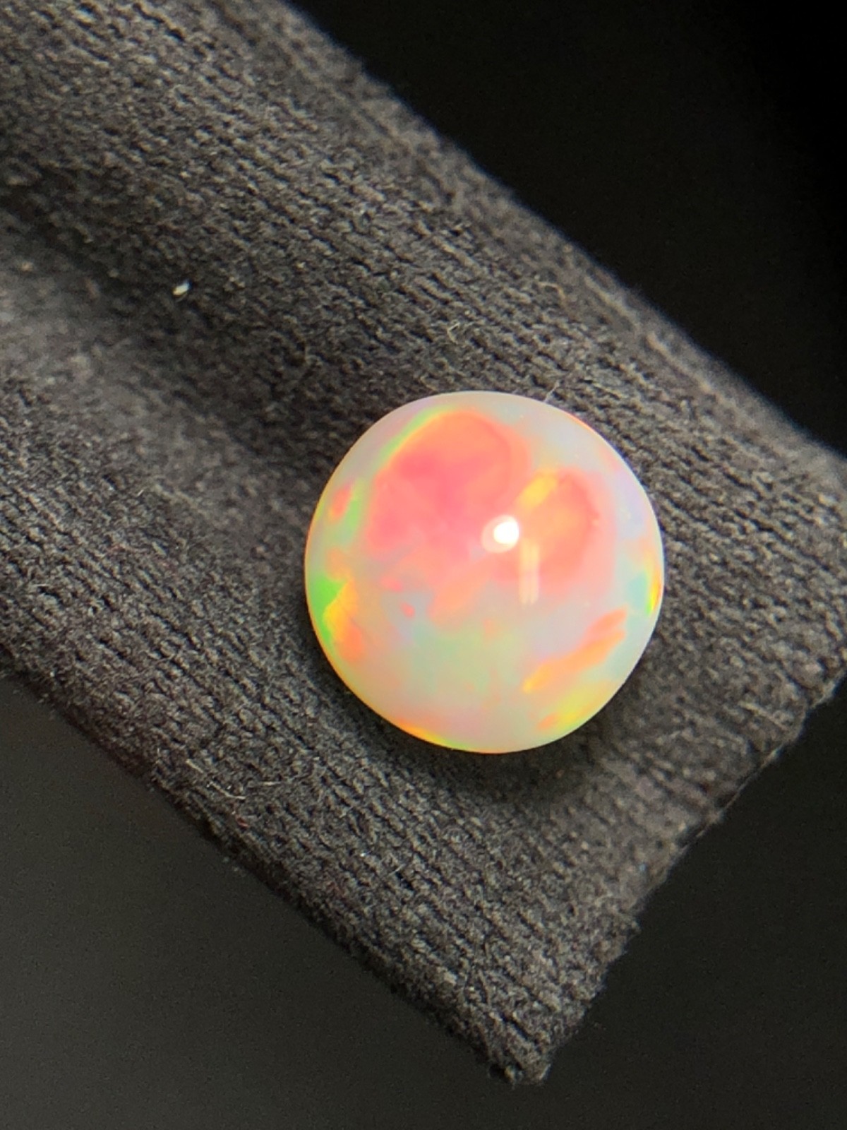 Natural White Ethiopian Opal Sphere, 6.40MM Rainbow Fire Opal Ball for jewelry