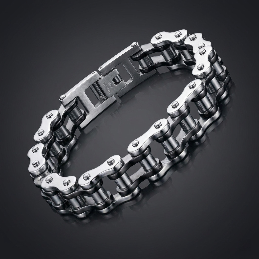 Men’s 316L Stainless Steel Motorcycle Bike Chain Bracelet 8 Inch Biker Jewelry