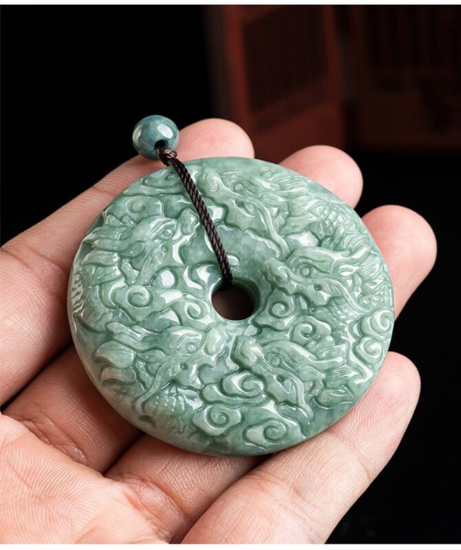 Jade Dragon Necklace Pendant Peace Buckle Jadeite Necklace Men Women JewelryGift