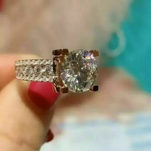 2.30Ct Lab Created Round Diamond Engagement Ring 14K Rose Gold Over