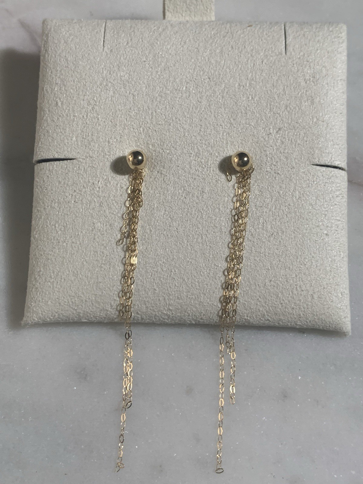 18 K Gold stamped Chain Dangle Drop Earrings Asymmetrical 5cm Fashion