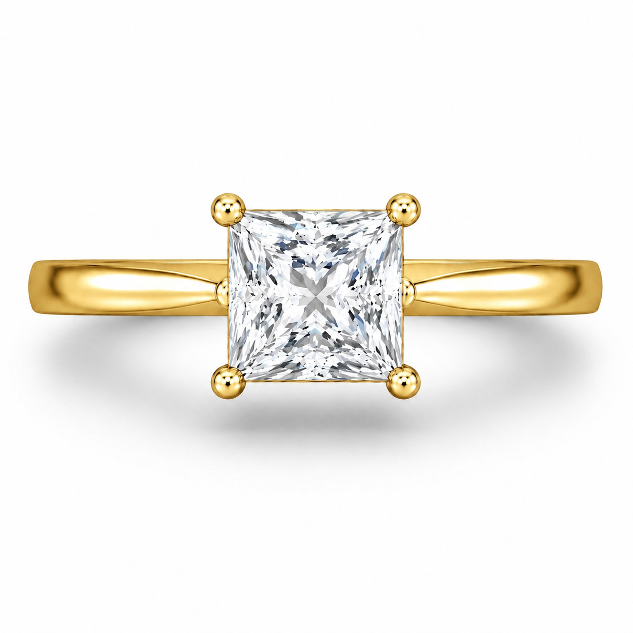 1.00 Ct Princess Cut Moissanite Solitaire Engagement Ring in 10K Gold for Women