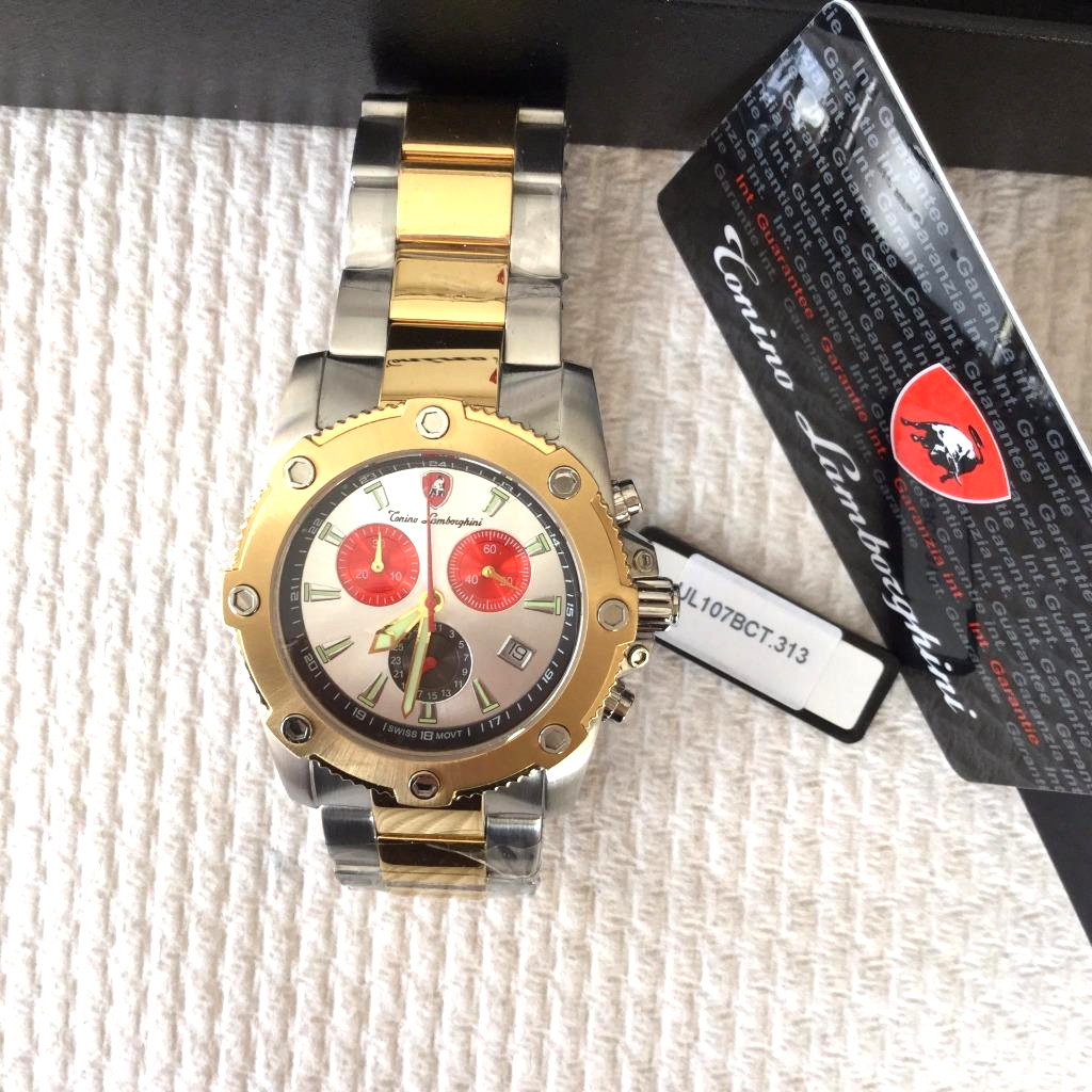 LAMBORGHINI GENTS SWISS MOVEMENT WATCH UL SERIES UL107BCT.313 TWO TONE S/STEEL