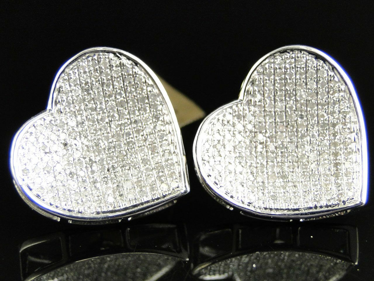 1.5ct Lab-Created Moissanite Iced Hip Heart Stud Earrings 14k White Gold Plated