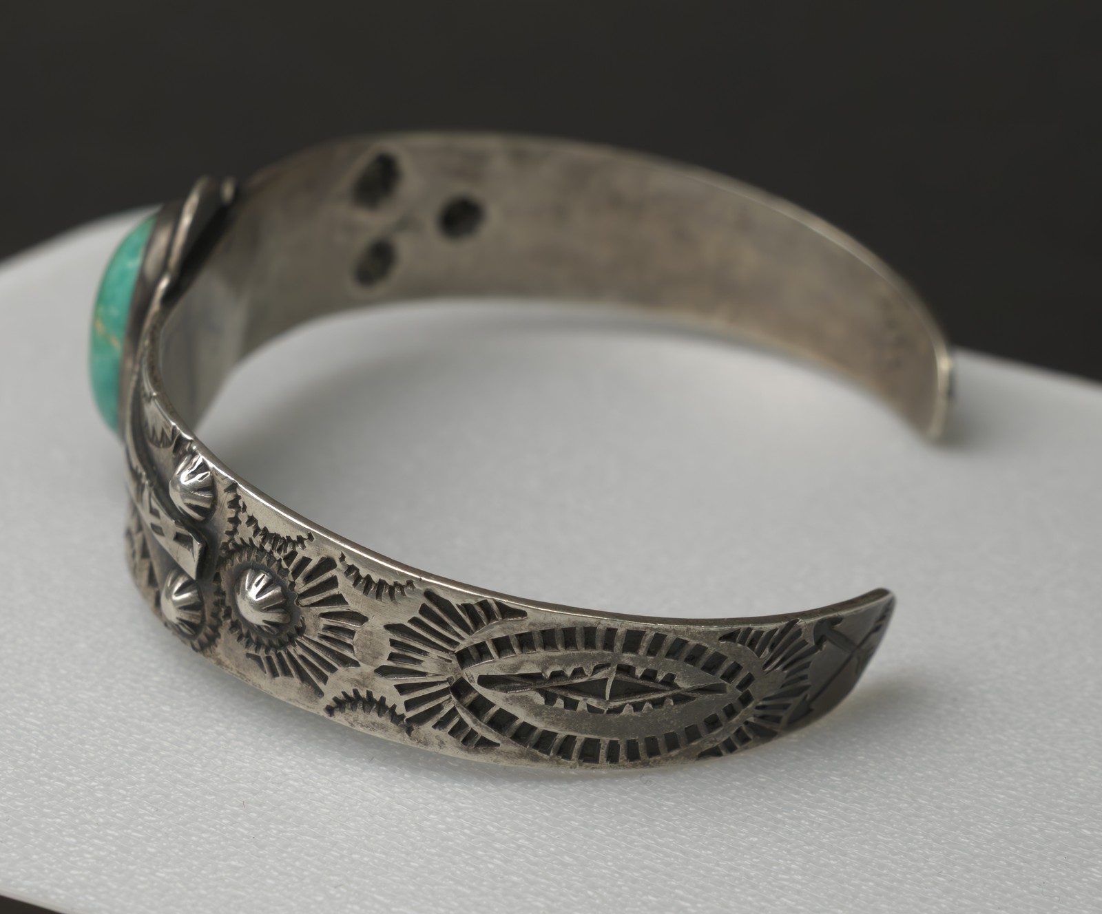 Old Fred Harvey Era Navajo Turquoise Early Silver Cuff Bracelet