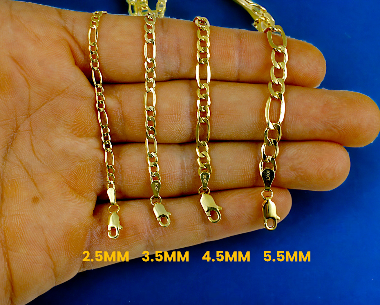 10K Yellow Gold 2mm-8mm Figaro Chain Necklace All Sizes Real Gold Men Women