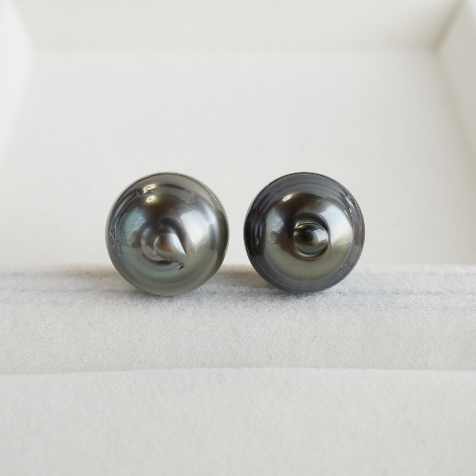 Big 15.1-15.3mm Gray-Green Tahitian Cultured Loose Pearl Undrilled , High Luster