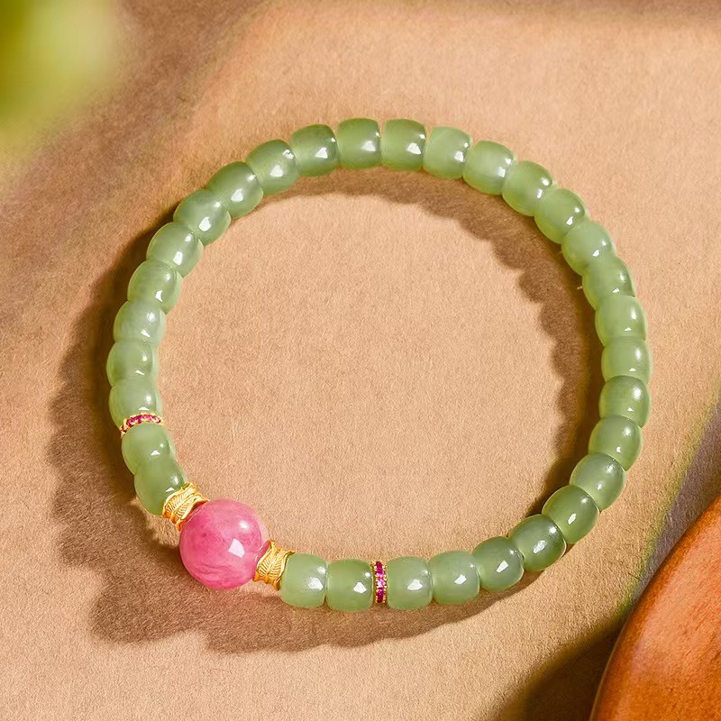 Certified Grade A Hetian Jasper Jade Bracelet Green Nephrite 16cm Women Gift
