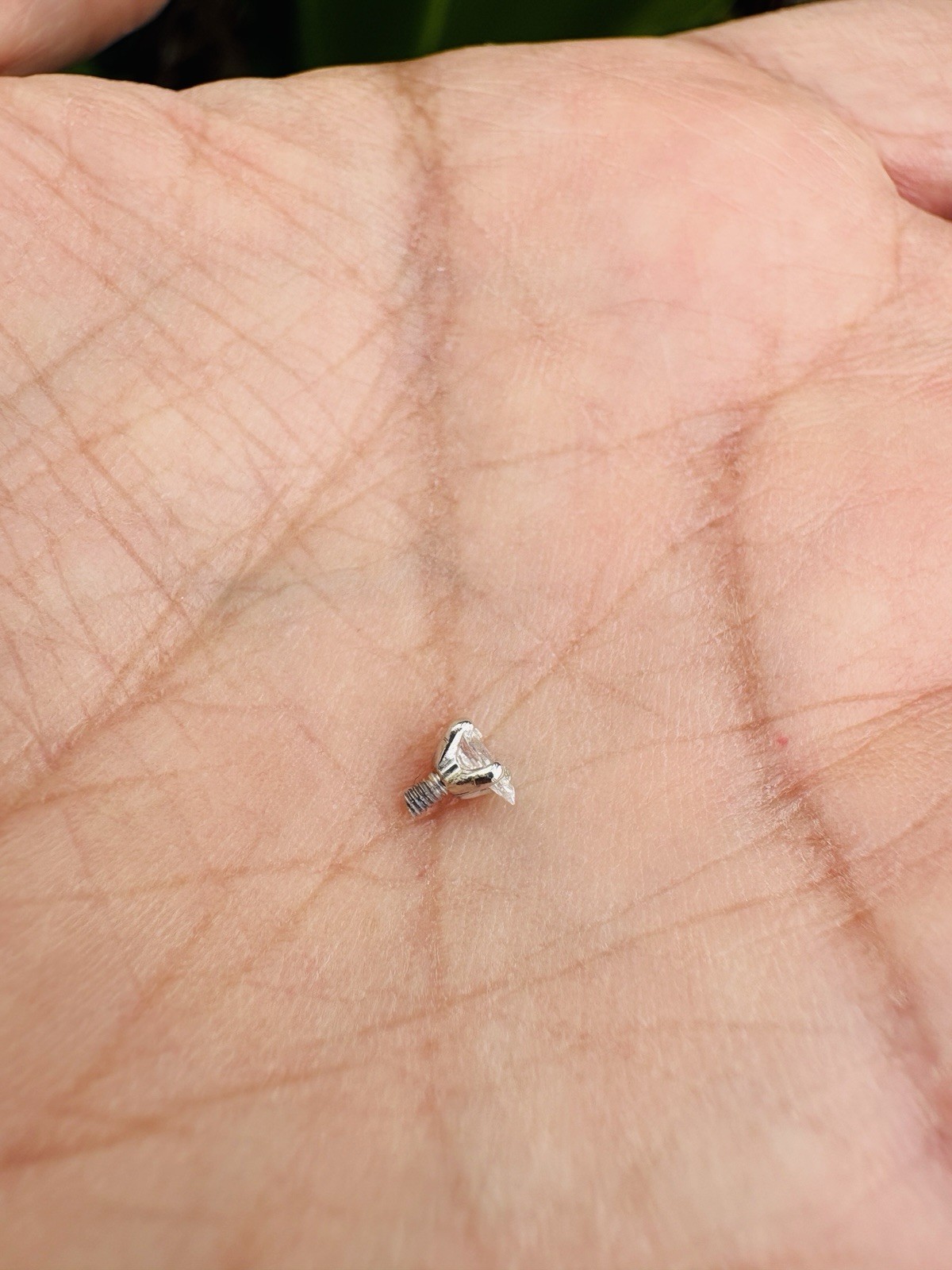 Dermal Top Pear Shape 4mm Natural Diamond 14k Solid White Gold Certified