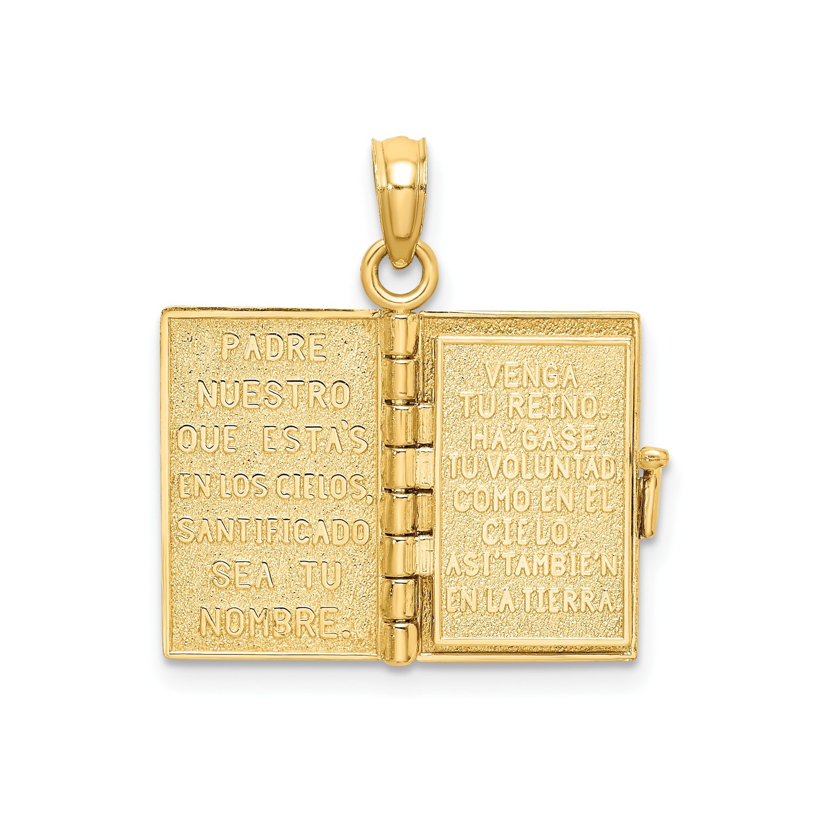 10K Yellow Gold Santa Biblia Bible Christian Cross Pendant 24.7mm