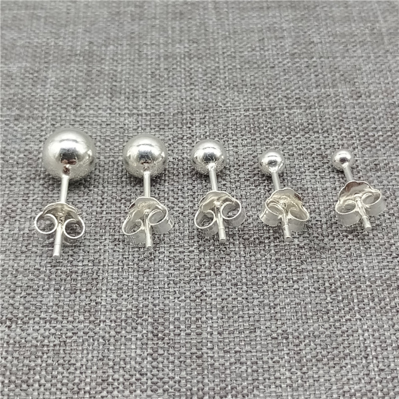 10prs of 925 Sterling Silver Ball Earring Posts 1.5mm 2mm 2.5mm 3mm 4mm 5mm 6mm