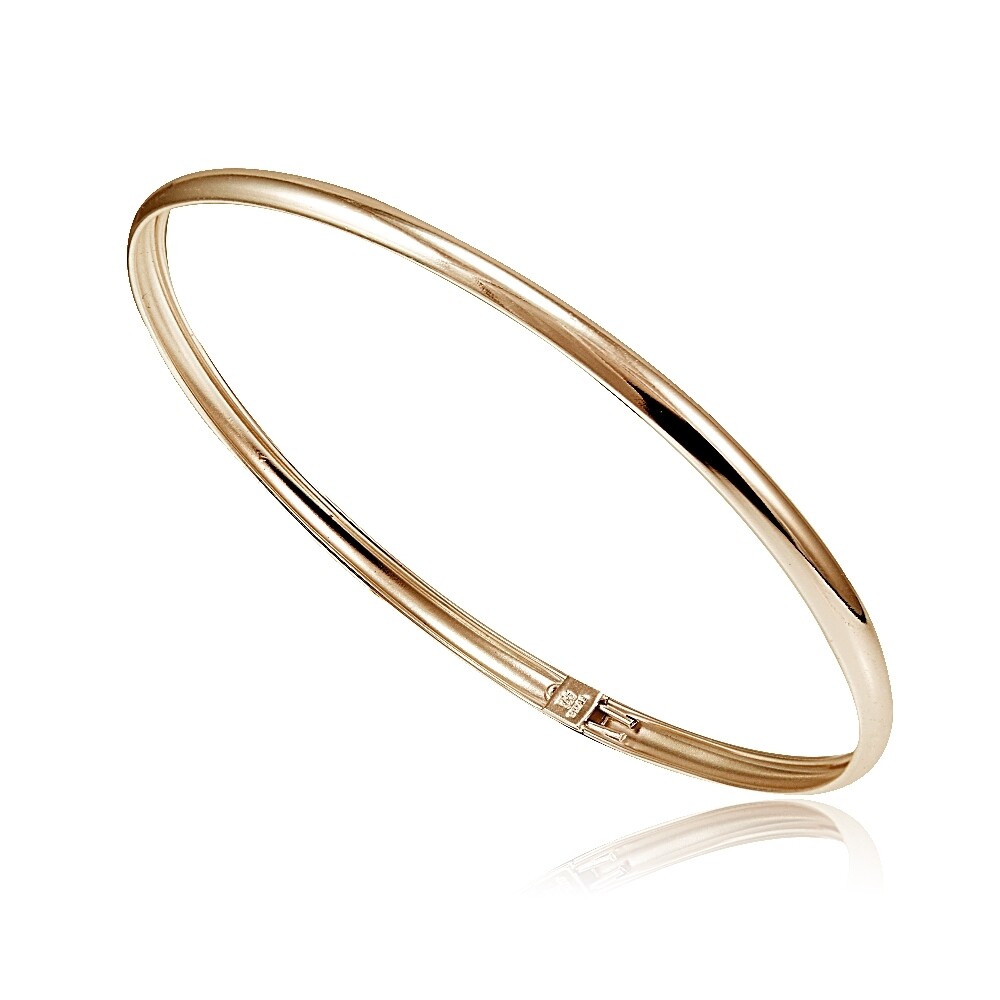 Rose Gold Tone over Sterling Silver Polished Flex Bangle Bracelet