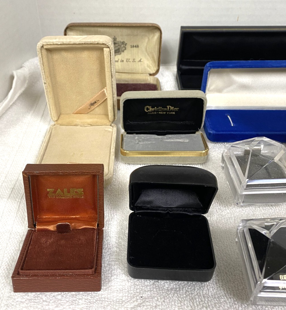 17 Vintage Jewelry Presentation Gift Boxes Ring Bracelet Watch Mixed Sizes