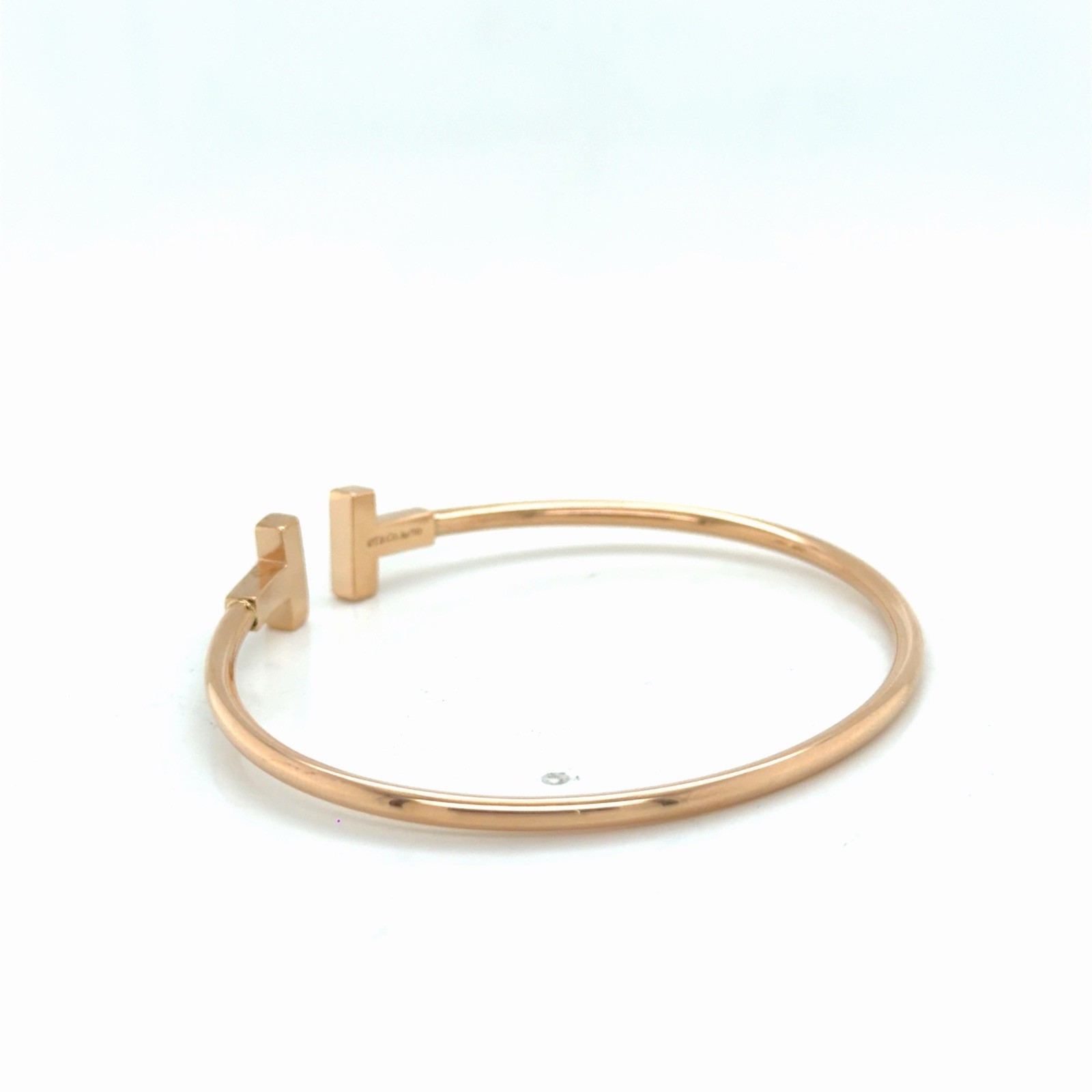Tiffany & Co. T Wire Bracelet 18k Rose Gold Size Medium 6.25 in