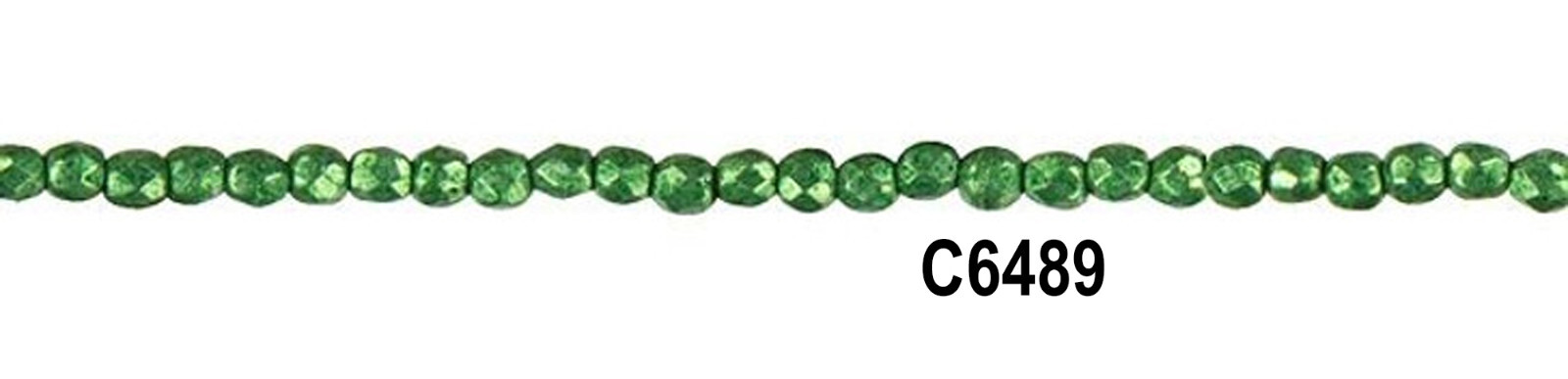Czech Glass Faceted Roundell Bead TRANSPARENT EMERALD w/ PICASSO 3x5mm C8396