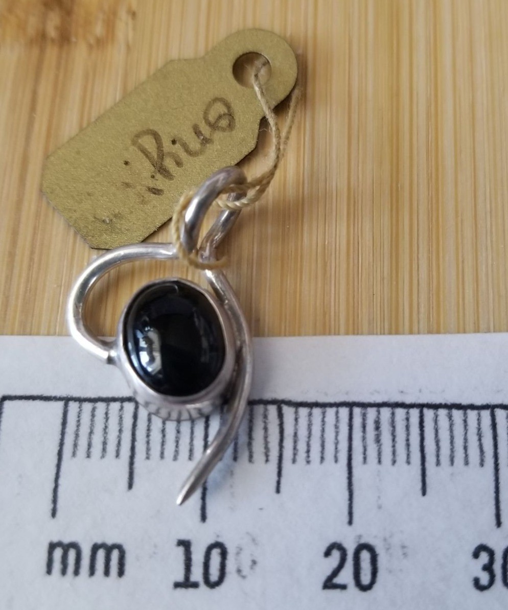 Pendant Onyx Black Silver 1.6 gr 25 cm x 15 mm Stone 10 cm x 5 cm Jerry Fran H