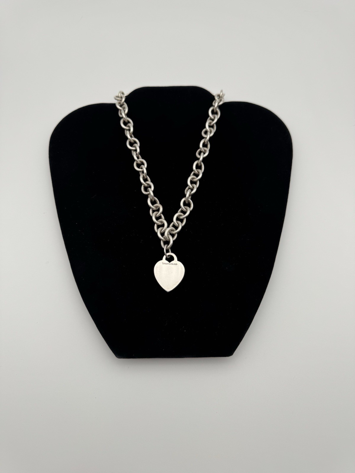 Tiffany & Co Sterling Silver Return to Tiffany Heart Tag Choker Necklace-15 inch