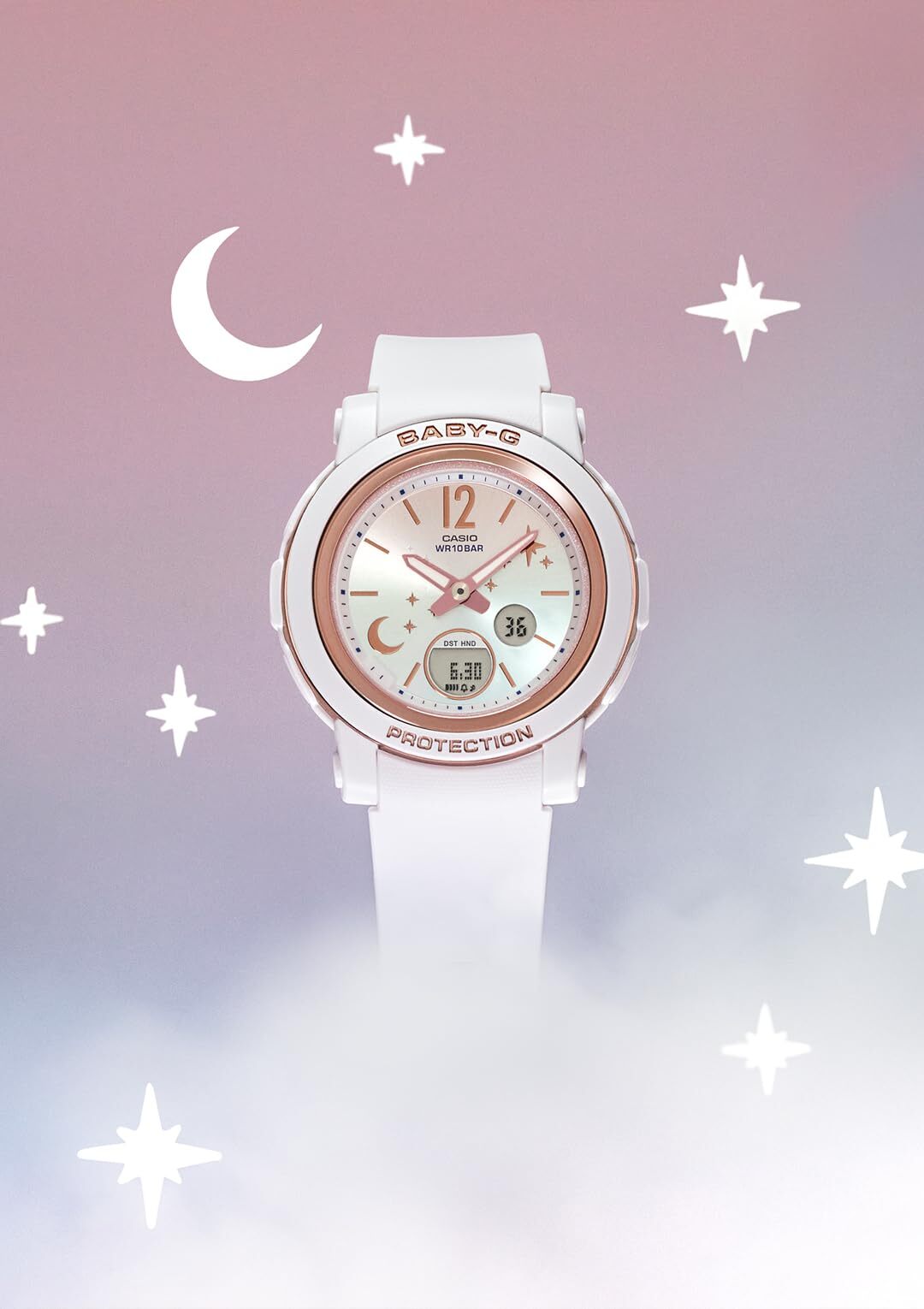 CASIO BABY-G BGA-290DS-7AJF Moon and Stars Series Women Watch White Band NEW