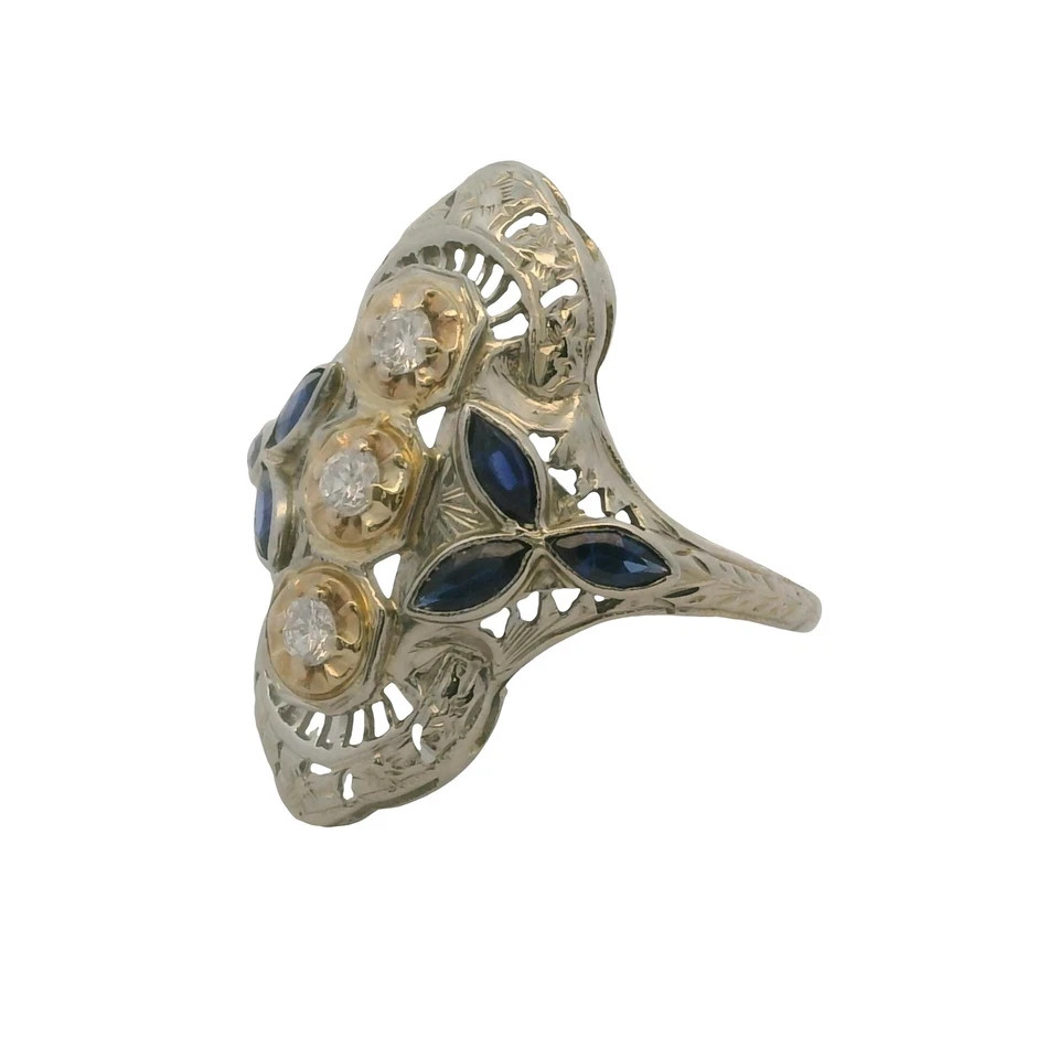 3Ct Art Deco Vintage Style Lab Created Diamond Engagement 14K White Gold FN Ring