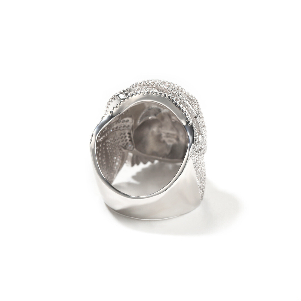 Hip Hop Retro Jesus Face Ring 5A Zircon 18K Real Gold Plated Religious Jewelry