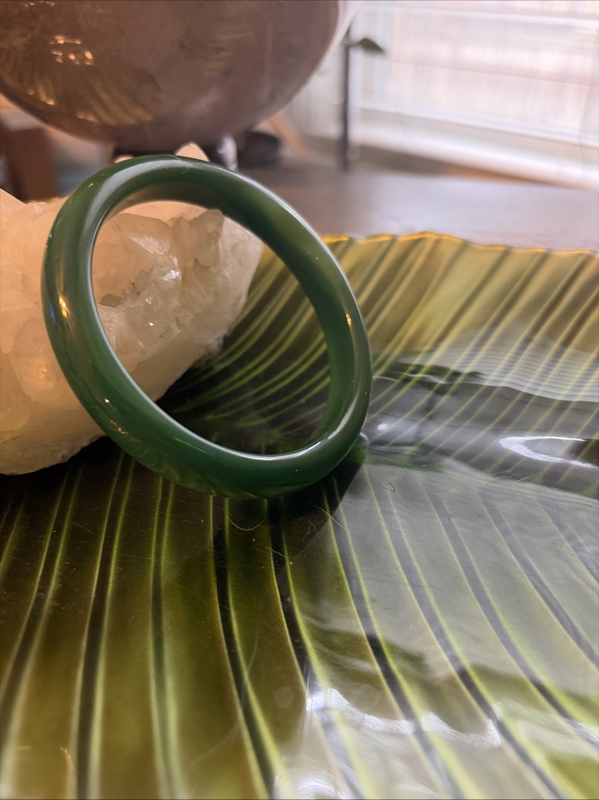 63.5 Mm Green Agate Hard Bangle