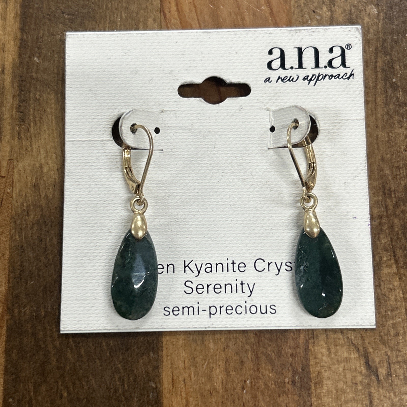 a.n.a Gold Tone Reconstituted Green Kyanite Crystal Dangle Earrings