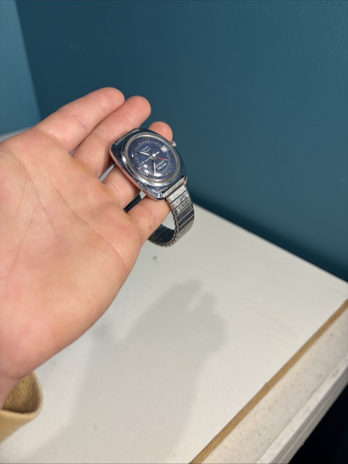 Timex Electric Dynabeat Time Zone 36mm Blue Dial Untested & In As Is Conditions