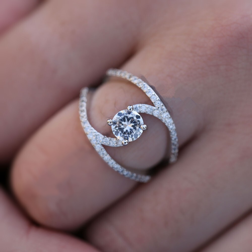 1.55 CT CZ Enhancer Pretty Ring 925 Silver Plated Ladies Valentine Gifts Ring