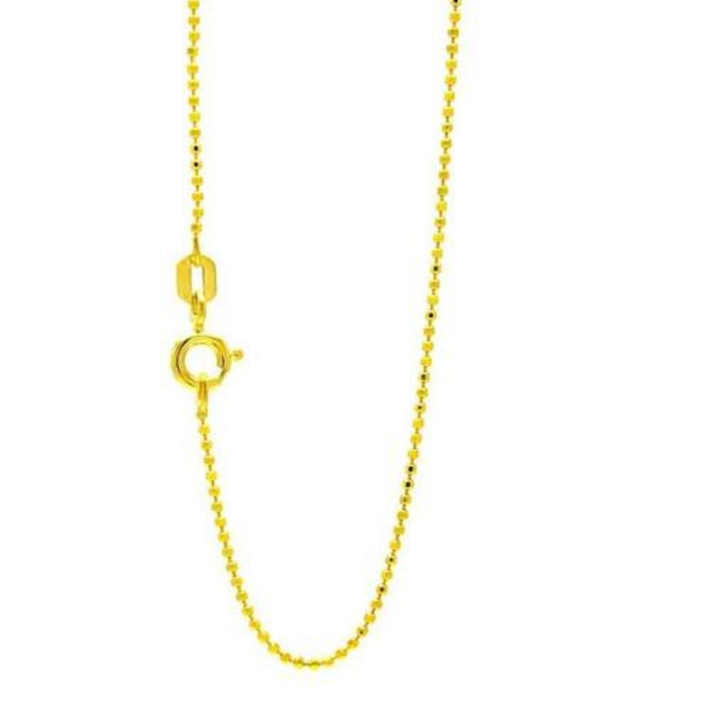 Sterling Silver 1.2 mm Yellow Gold Plated Diamond Cut Bead Ball Chain Necklace