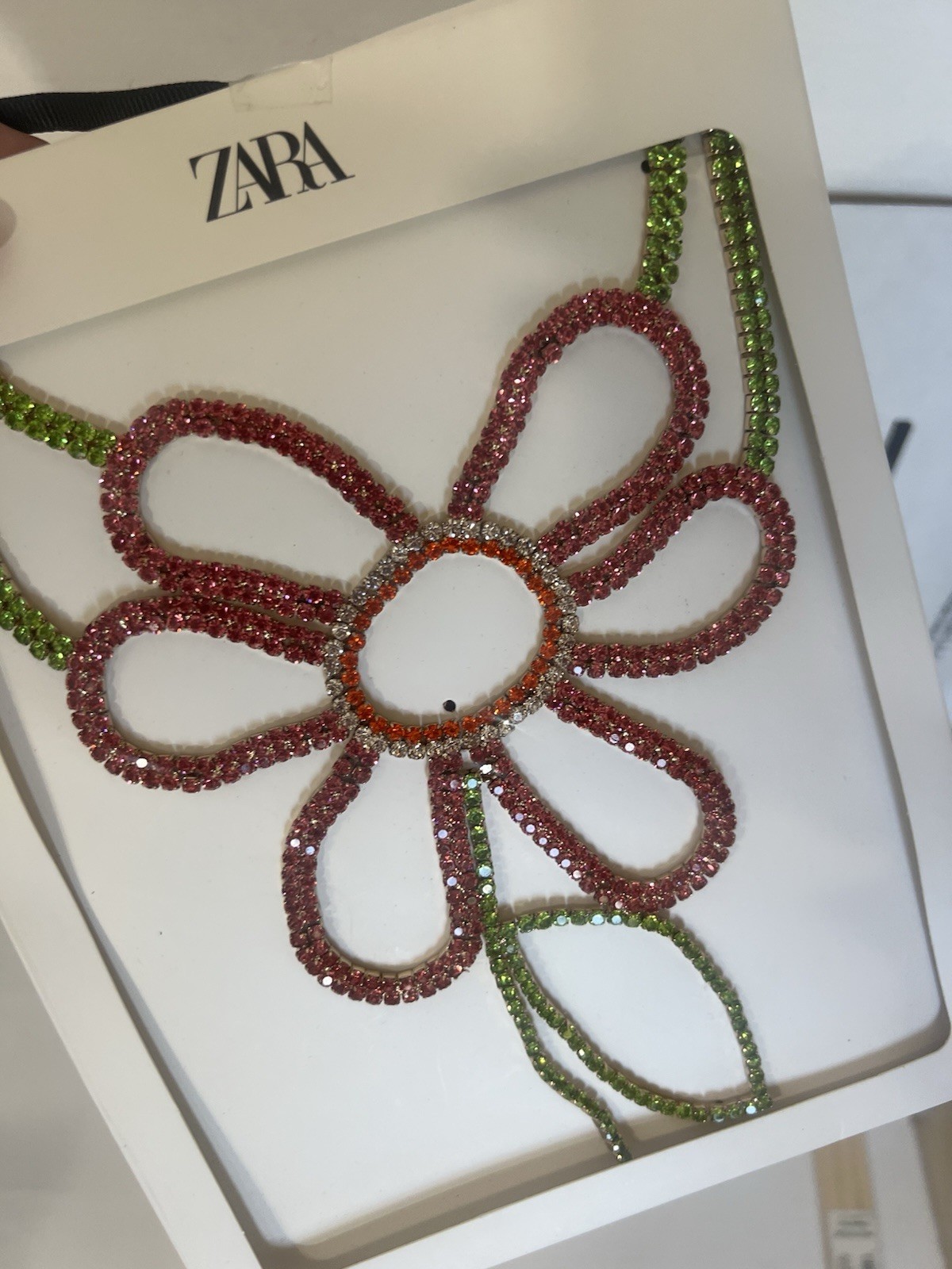New ZARA Daisy Rhinestone Statement Necklace Special Occasion Unique Y321c