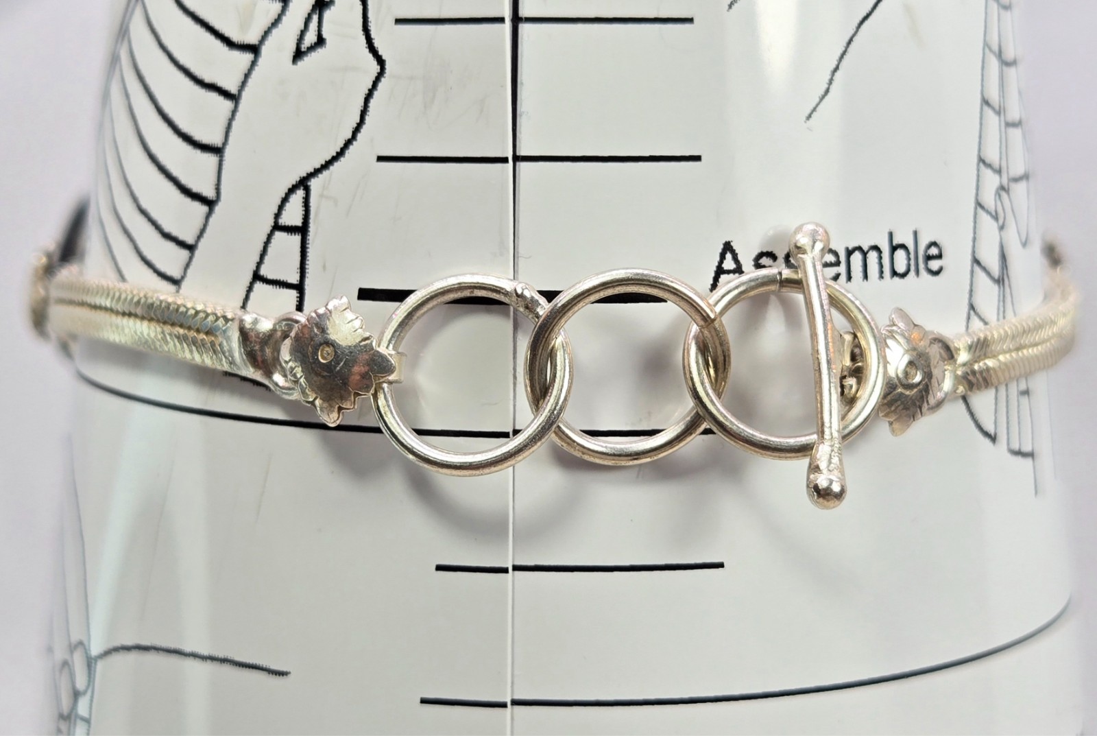 Red Blue Dichroic Glass Bracelet 925 Sterling Silver Link Toggle Clasp 7.5-8.25″