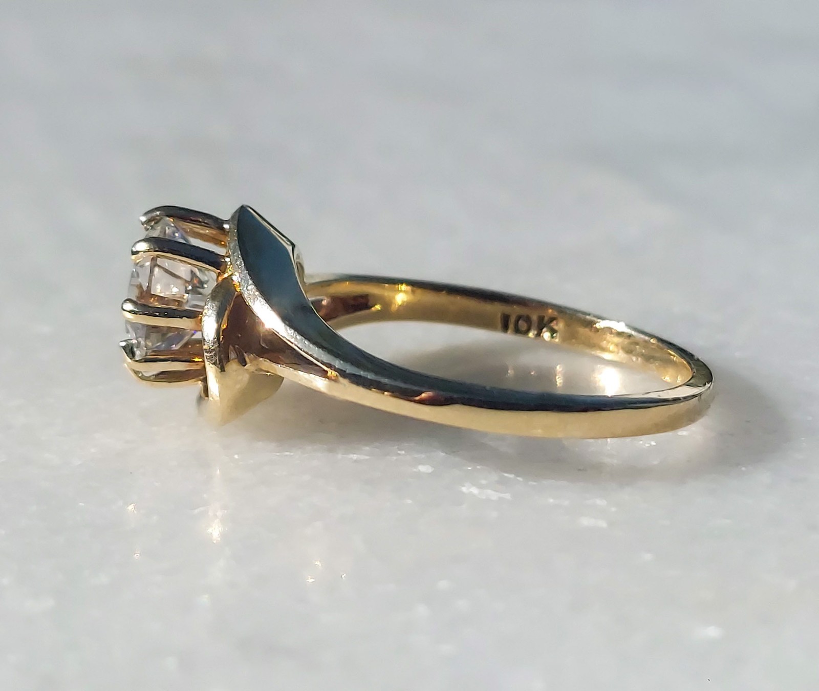 Estate ring 10K Gold Vintage Ring, Size 7, 1.24 carat certified diamond.