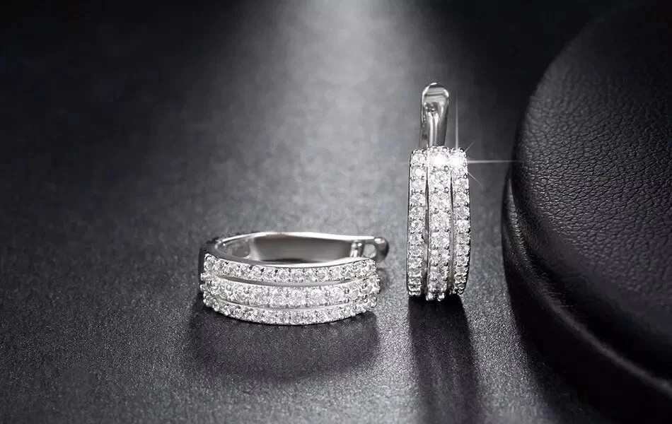 Engagement Men’s Hoop Earrings Round Cut Simulated Diamond 925 Starling Silver
