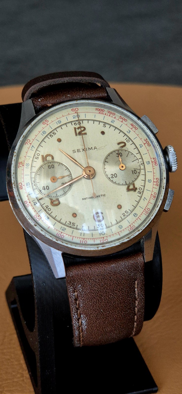 Sixima Vintage Chronograph 37mm Landeron 48 1950 Steel Manual Swiss Made