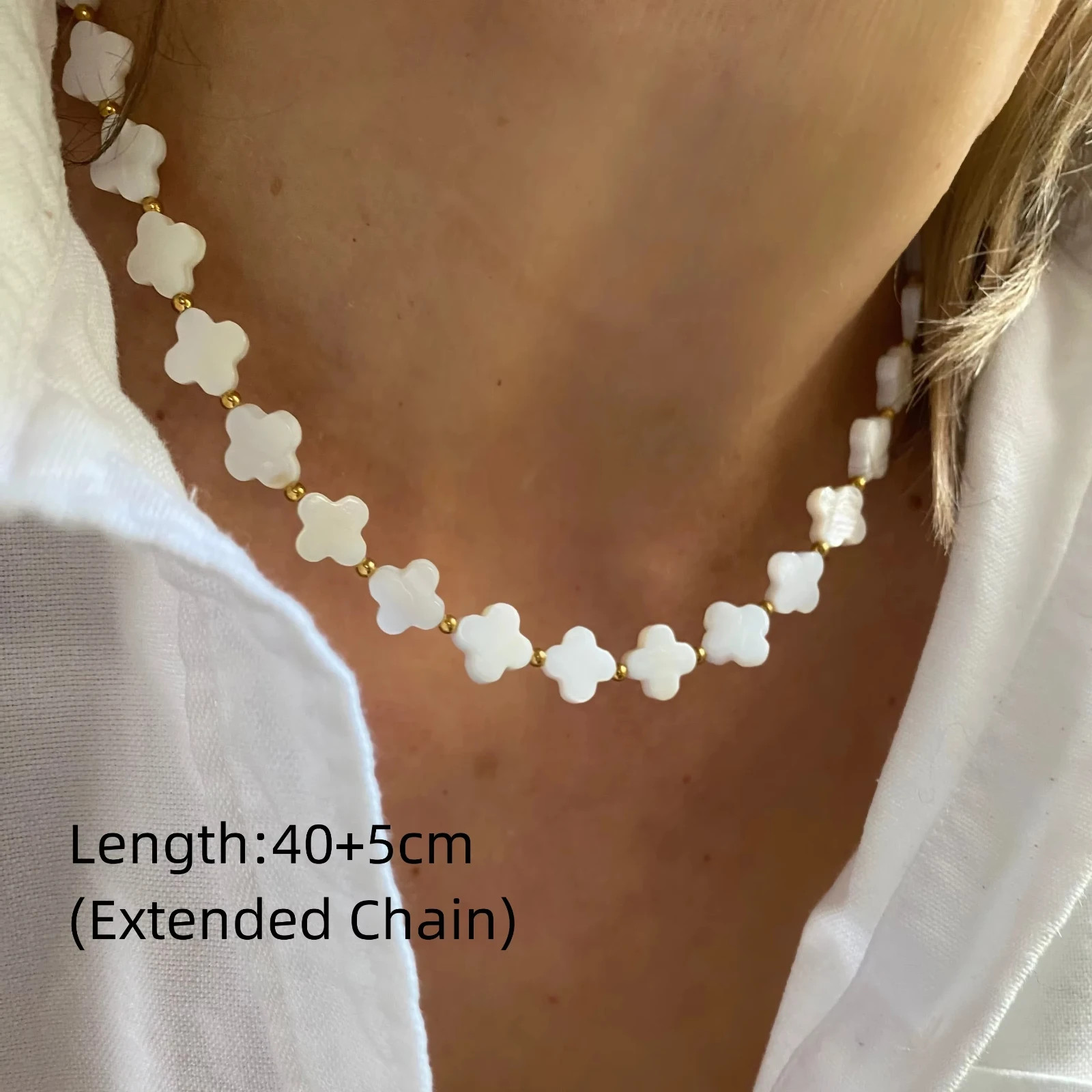 Mother Of Pearl Choker Necklace For Women Natural Shell Bead Summer Collar