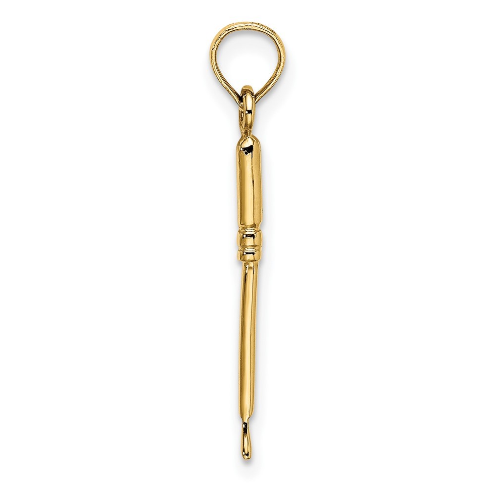 10k Yellow Gold 3-D Weeding Garden Tool Charm Pendant L-0.82 Inch, W-0.08 Inch