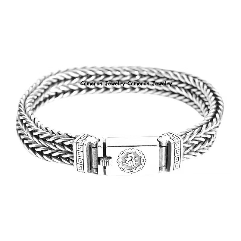 Pure S925 Sterling Silver Chain 10mm Double Wheat Foxtial Bracelet 60-61g 7.9inL