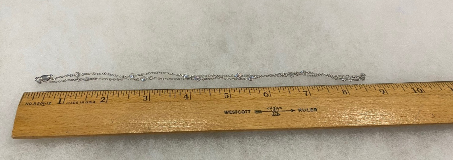 Sterling CZ’s on Cable Chain Necklace 18 In. Long – 3.2 Grams