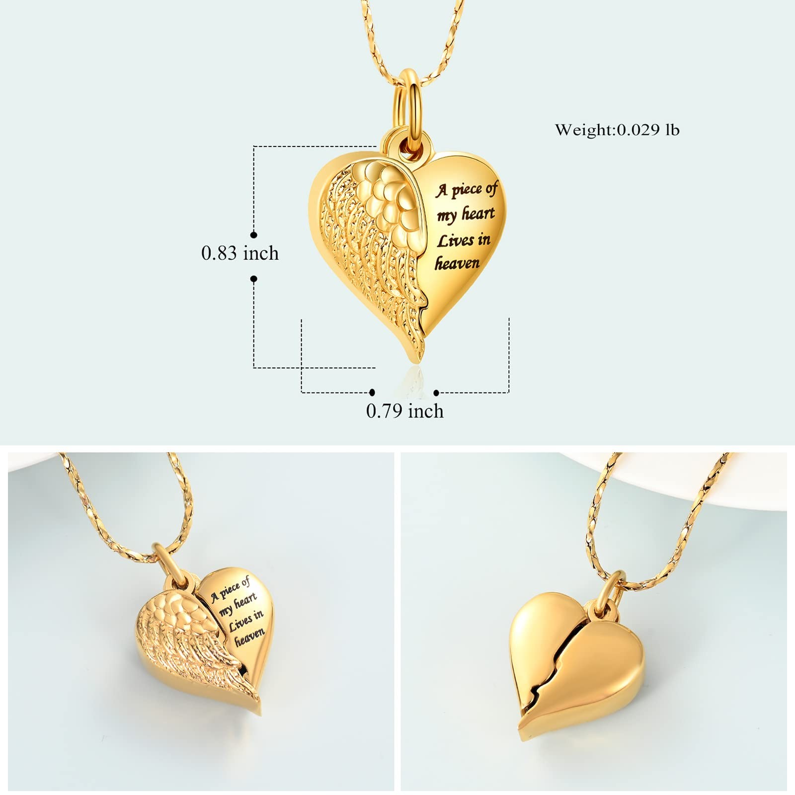 Heart Cremation Urn Necklace Pendant for Human Ashes – A Piece of My Heart Li…